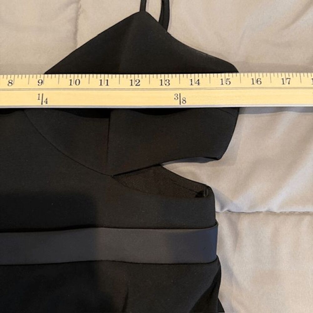 Halston Heritage Black Cut Out Cocktail Dress Sexy Asymmetric Hem Size 6 - Picture 11 of 15